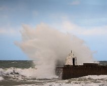 Portreath 1 Waves splash away from the monkeyhut at Portreath.